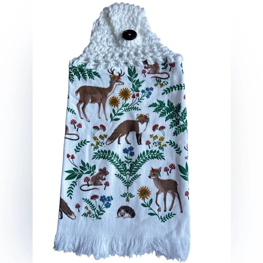 Hand Crafted Nature-Inspired Hanging Kitchen Hand Towel Crochet Top